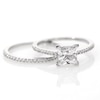 Thumbnail Image 3 of 6.0mm Princess-Cut White Lab-Created Sapphire and 1/5 CT. T.W. Diamond Bridal Set in 10K White Gold