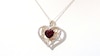 Thumbnail Image 3 of 7.0mm Heart-Shaped Garnet and 1/8 CT. T.W. Diamond Floral Heart Pendant in 10K Gold