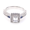 Thumbnail Image 6 of Vera Wang Love Collection 1-1/5 CT. T.W. Emerald-Cut Diamond and Blue Sapphire Engagement Ring in 14K White Gold