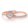 Thumbnail Image 3 of 7.0mm Lab-Created White Sapphire Frame Twist Bridal Set in Sterling Silver with 14K Rose Gold Plate