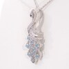 Thumbnail Image 3 of Blue Topaz, Lab-Created White Sapphire and Black Diamond Accent Peacock Pendant in Sterling Silver