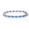Thumbnail Image 5 of Oval Simulated Blue Opal and Lab-Created White Sapphire Tennis Bracelet in Sterling Silver - 7.5"