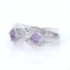 Thumbnail Image 3 of 4.0mm Princess-Cut Amethyst and 1/10 CT. T.W. Diamond Split Shank Ring in Sterling Silver