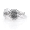 Thumbnail Image 4 of Oval Lab-Created Black Sapphire and 1/10 CT. T.W. Diamond Frame Triple Row Split Shank Ring in Sterling Silver