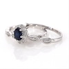 Thumbnail Image 4 of 6.0mm Lab-Created Blue Sapphire and 1/5 CT. T.W. Diamond Frame Bridal Set in 10K White Gold