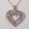 1/2 CT. T.W. Baguette and Round Diamond Heart Pendant in 10K Rose Gold ...