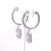 Thumbnail Image 3 of 1/2 CT. T.W. Composite Diamond Rectangular Frame Hoop Drop Earrings in 10K White Gold