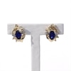 Oval Lab-Created Blue Sapphire and Diamond Accent Flame Burst Stud ...