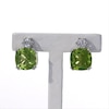 Thumbnail Image 4 of 7.0mm Cushion-Cut Peridot and Lab-Created White Sapphire Stud Earrings in Sterling Silver