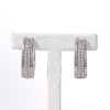 Thumbnail Image 4 of 1/6 CT. T.W. Diamond Vintage-Style Two Row Graduated Oval Hoop Earrings in Sterling Silver