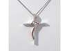 Thumbnail Image 4 of 1/10 CT. T.W. Diamond Cross Ribbon Pendant in Sterling Silver and 10K Rose Gold