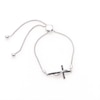 Thumbnail Image 4 of 1/6 CT. T.W. Enhanced Black and White Diamond Ribbon Cross Bolo Bracelet in Sterling Silver - 9.5"