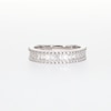 Thumbnail Image 3 of Baguette and Round White Lab-Created Sapphire Border Triple-Row Band in Sterling Silver