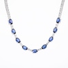 Thumbnail Image 5 of Oval Blue and White Lab-Created Sapphire Nine Stone Station Necklace in Sterling Silver