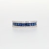Thumbnail Image 4 of Baguette-Cut Blue Sapphire and 1/3 CT. T.W. Diamond Edge Band in 14K White Gold