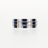 Thumbnail Image 4 of Sideways Baguette-Cut Blue Sapphire and 1/2 CT. T.W. Diamond Linear Triple Row Ring in 14K White Gold