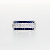 Thumbnail Image 4 of 1/3 CT. T.W. Diamond and Princess-Cut Blue Sapphire Triple Row Ring in 14K White Gold