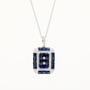 Thumbnail Image 3 of 1/5 CT. T.W. Oval Multi-Diamond and Baguette-Cut Blue Sapphire Bead Frame Mirror Pendant in 14K White Gold