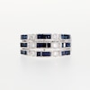 Thumbnail Image 4 of Baguette-Cut Blue Sapphire and 1/5 CT. T.W. Diamond Vintage-Style Stacked Triple Row Ring in 14K White Gold