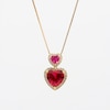 Thumbnail Image 4 of Lab-Created Ruby and White Lab-Created Sapphire Frame Double Heart Necklace in Sterling Silver with 14K Gold Plate