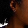 Thumbnail Image 4 of Certified Ruby and 1/10 CT. T.W. Diamond Frame Stud Earrings in 10K Gold