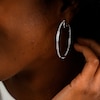 Thumbnail Image 4 of White Lab-Created Sapphire Inside-Out Hoop Earrings in Sterling Silver
