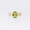 Thumbnail Image 5 of Cushion-Cut Peridot and 1/5 CT. T.W. Diamond Basket Weave Ring in 10K Gold