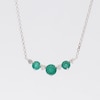 Thumbnail Image 4 of Emerald and 1/6 CT. T.W. Diamond Three-Stone Necklace in Sterling Silver - 18”