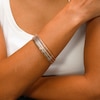 Thumbnail Image 4 of Diamond-Cut Bangle Bracelet Stack in 14K Tri-Tone Gold