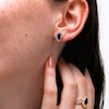 Thumbnail Image 7 of Blue and White Lab-Created Sapphire Frame Pendant, Ring and Stud Earrings Set in Sterling Silver with 14K Gold Plate