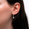 Thumbnail Image 4 of 1/2 CT. T.W. Emerald-Shaped Multi-Diamond Frame Drop Huggie Hoop Earrings in 10K Gold