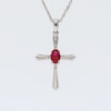 Thumbnail Image 5 of Oval Lab-Created Ruby and Diamond Accent Flared Cross Pendant in Sterling Silver