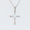 Thumbnail Image 4 of Oval Lab-Created Opal and Diamond Accent Flared Cross Pendant in Sterling Silver
