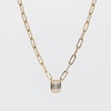 Thumbnail Image 4 of 1/3 CT. Emerald-Cut Certified Lab-Grown Diamond Solitaire Necklace in Sterling Silver with 14K Gold Plate (F/VS2)