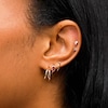 Thumbnail Image 4 of Garnet, Tourmaline and White Sapphire Stacked Trio Single Cartilage Stud Earring in 14K Gold