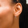 Thumbnail Image 4 of 4.0mm Heart-Shaped Rhodolite Garnet Three Stone Huggie Hoop Earrings in Solid 10K Gold