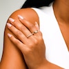 Thumbnail Image 3 of 1/3 CT. Emerald-Cut Lab-Grown Diamond Bezel-Set Solitaire Ring in Sterling Silver with 18K Gold Plate