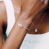 Thumbnail Image 6 of Heart-Shaped Pink and White Lab-Created Sapphire Frame Pendant, Ring and Bolo Bracelet Set in Sterling Silver