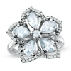 Thumbnail Image 0 of Aquamarine and White Topaz Flower Ring in Sterling Silver