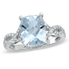 Thumbnail Image 0 of Cushion-Cut Aquamarine and Diamond Accent Ring in 10K White Gold