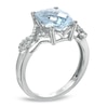 Thumbnail Image 1 of Cushion-Cut Aquamarine and Diamond Accent Ring in 10K White Gold