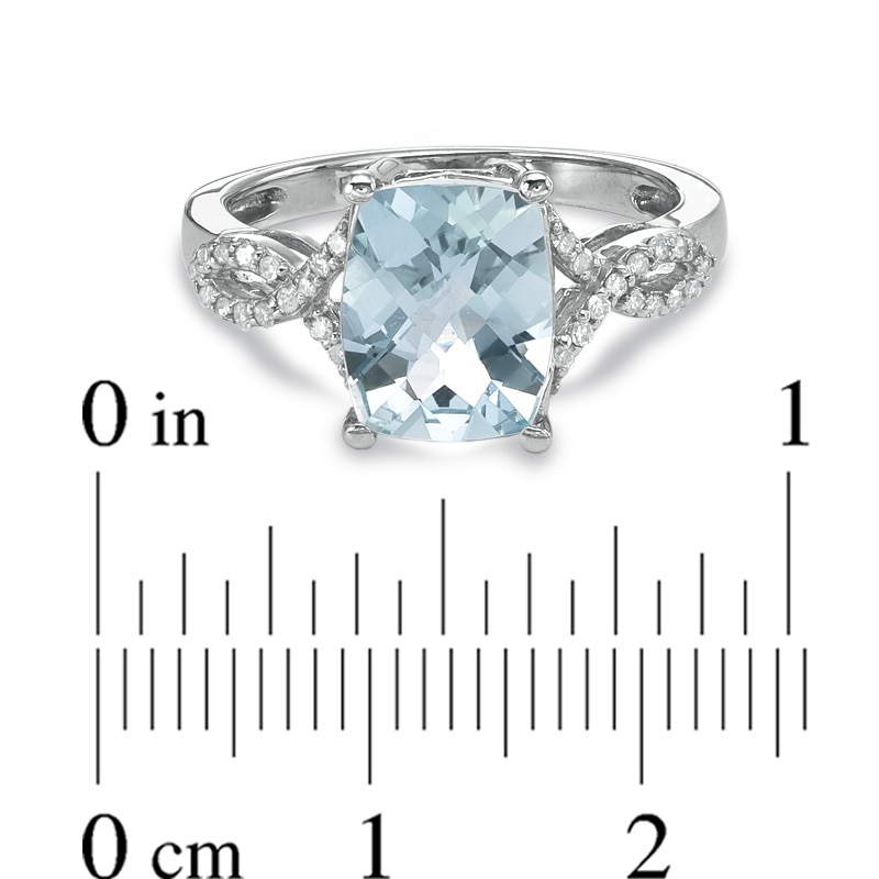 Cushion-Cut Aquamarine and Diamond Accent Ring in 10K White Gold