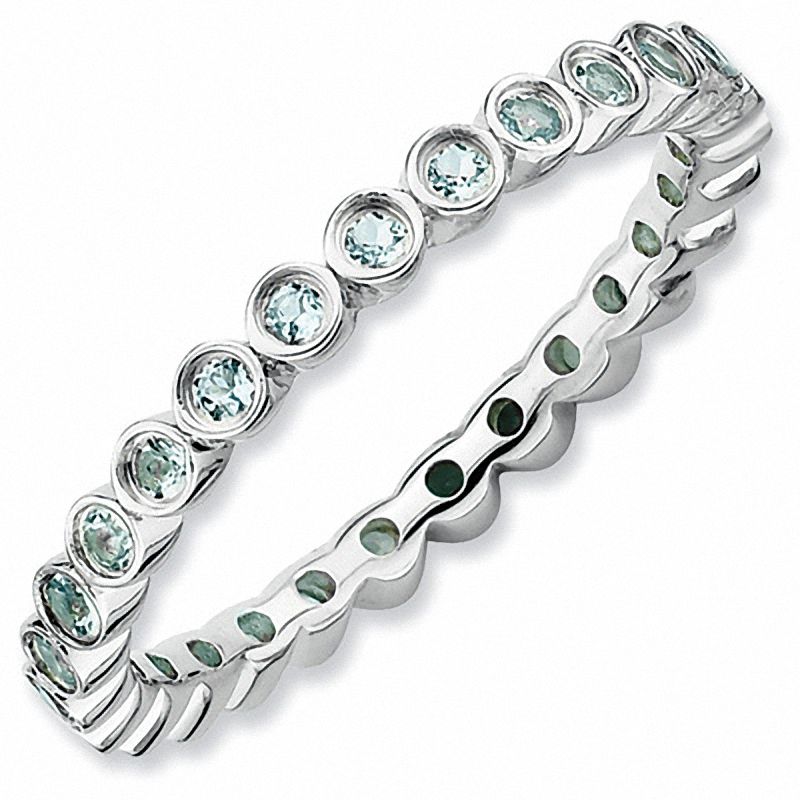 Stackable Expressions™ Bezel-Set Small Aquamarine Eternity Style Ring in Sterling Silver