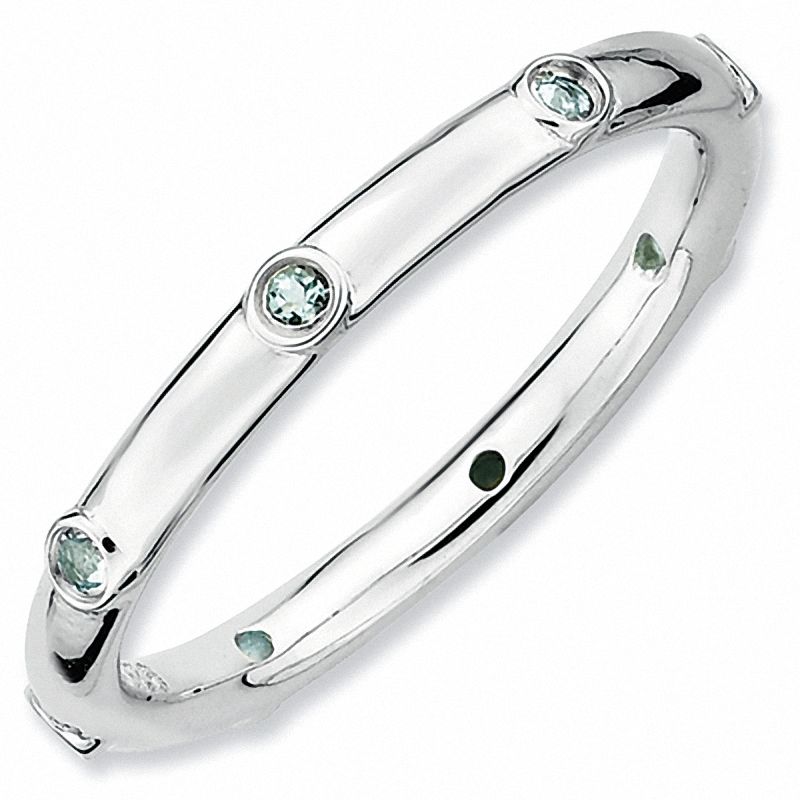 Stackable Expressions™ Aquamarine Station Ring in Sterling Silver