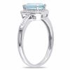 Thumbnail Image 1 of Emerald-Cut Aquamarine and 1/20 CT. T.W. Diamond Promise Ring in Sterling Silver