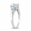 Thumbnail Image 1 of 6.0mm Cushion-Cut Aquamarine and 1/20 CT. T.W. Diamond Promise Ring in Sterling Silver