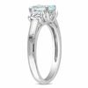 Thumbnail Image 1 of Simulated Aquamarine and Lab-Created White Sapphire Three Stone Ring in Sterling Silver