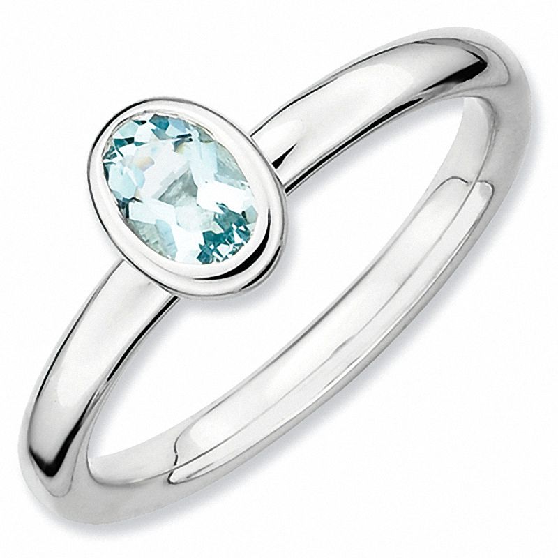 Stackable Expressions™ Oval Aquamarine Ring in Sterling Silver