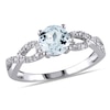 Thumbnail Image 0 of 6.0mm Aquamarine and Diamond Accent Twist Shank Ring in 10K White Gold