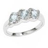 Thumbnail Image 0 of Oval Aquamarine and Diamond Accent Three Stone Ring in Sterling Silver - Size 7